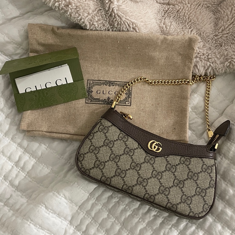 Gucci Ophidia Mini GG Supreme Shoulder Bag in Beige and Brown with Gold Hardware - Picture 2 of 12